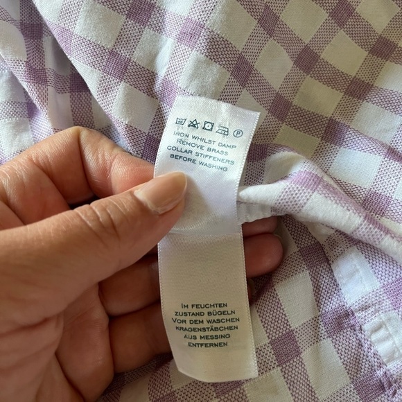 Charles Tyrwhitt Lavender & White Checkered Button Down Collar Shirt - Picture 5 of 7